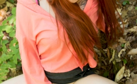 Redhead tgirl outside