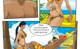 There are shemale cartoons about tranny with cock on the beach