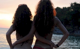 Gorgeous tgirls nicole  bruna posing on the beach