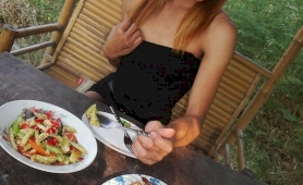 Hot ladyboy girlfriend flashing cock in thailand jungle asian amateur shemale
