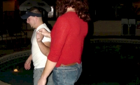 Busty tranny in red wanting some man cock