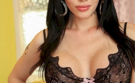 Busty asian american ladyboy babe in sexy lingerie