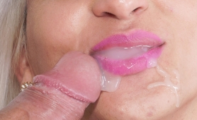 Cum lips face piss and sticky bareback