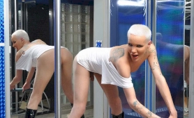 Bald transexual with a gigantic erect shedicky