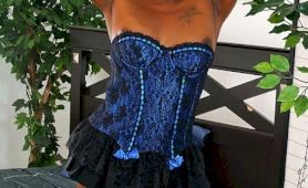 Ts electra in a hot blue corset