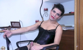 Transvestite getting dolled up