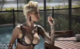 Sexy blonde tattooed tranny danni daniels