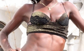 Well hung ebony shemale has a stunningly beautiful body and face