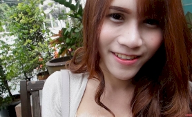 Thai with long red hair and busty ladyboy strips 