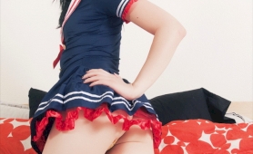 Big cocked ts sailor babe toying her tight wet asshole