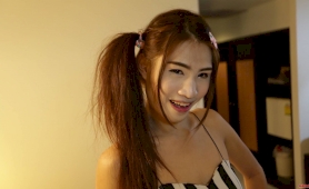 Thai ladyboy sucks white cock and jerks off for cumshots