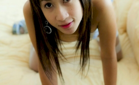 Pretty young ladyboy with dildo