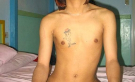 Awesome skinny ladyboy naked in bed