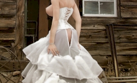 Stunning mia posing in a gorgeous wedding dress