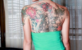 Tattooed ladyboy babe showing off her amazing body