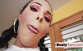 Big ass latin trans babe barebacked after bathroom blowjob